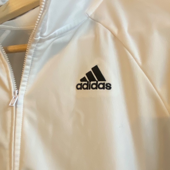Adidas Jacket Boys Large Size 18/20 White & Black 3 stripe - Picture 4 of 7